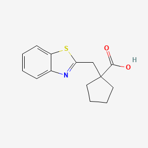 molecular formula C14H15NO2S B2779624 1-(1,3-Benzothiazol-2-ylmethyl)cyclopentanecarboxylic acid CAS No. 852033-48-8