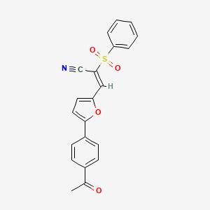 molecular formula C21H15NO4S B2779638 (2E)-3-[5-(4-acetylphenyl)furan-2-yl]-2-(phenylsulfonyl)prop-2-enenitrile CAS No. 865593-37-9