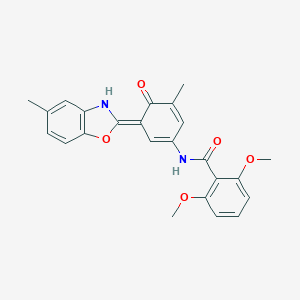 molecular formula C24H22N2O5 B277964 2,6-dimethoxy-N-[(3E)-5-methyl-3-(5-methyl-3H-1,3-benzoxazol-2-ylidene)-4-oxocyclohexa-1,5-dien-1-yl]benzamide 