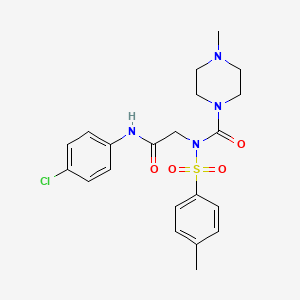 molecular formula C21H25ClN4O4S B2779646 N-(2-((4-chlorophenyl)amino)-2-oxoethyl)-4-methyl-N-tosylpiperazine-1-carboxamide CAS No. 887196-92-1