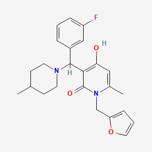 molecular formula C24H27FN2O3 B2779665 3-[(3-fluorophenyl)(4-methylpiperidin-1-yl)methyl]-1-(2-furylmethyl)-4-hydroxy-6-methylpyridin-2(1H)-one CAS No. 933224-33-0