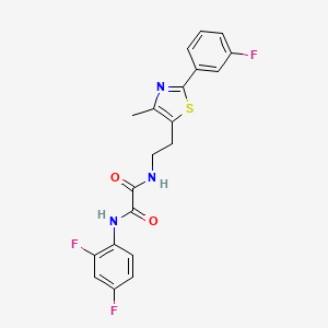 molecular formula C20H16F3N3O2S B2779667 N-(2,4-difluorophenyl)-N'-{2-[2-(3-fluorophenyl)-4-methyl-1,3-thiazol-5-yl]ethyl}ethanediamide CAS No. 895803-92-6