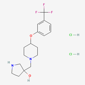 molecular formula C17H25Cl2F3N2O2 B2779674 3-[[4-[3-(Trifluoromethyl)phenoxy]piperidin-1-yl]methyl]pyrrolidin-3-ol;dihydrochloride CAS No. 2172502-63-3