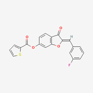 (Z)-2-(3-fluorobenzylidene)-3-oxo-2,3-dihydrobenzofuran-6-yl thiophene-2-carboxylate