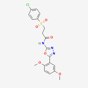 molecular formula C19H18ClN3O6S B2779688 3-((4-chlorophenyl)sulfonyl)-N-(5-(2,5-dimethoxyphenyl)-1,3,4-oxadiazol-2-yl)propanamide CAS No. 952863-44-4