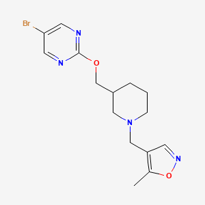 molecular formula C15H19BrN4O2 B2779693 4-[[3-[(5-Bromopyrimidin-2-yl)oxymethyl]piperidin-1-yl]methyl]-5-methyl-1,2-oxazole CAS No. 2379976-21-1