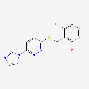 molecular formula C14H10ClFN4S B2779705 3-((2-chloro-6-fluorobenzyl)thio)-6-(1H-imidazol-1-yl)pyridazine CAS No. 1334370-88-5