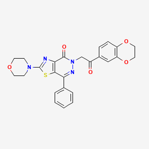 molecular formula C25H22N4O5S B2779734 5-(2-(2,3-dihydrobenzo[b][1,4]dioxin-6-yl)-2-oxoethyl)-2-morpholino-7-phenylthiazolo[4,5-d]pyridazin-4(5H)-one CAS No. 1021078-22-7