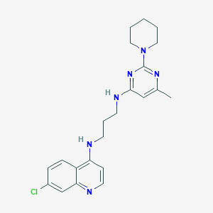 molecular formula C22H27ClN6 B2779755 N-(7-chloroquinolin-4-yl)-N'-(6-methyl-2-piperidin-1-ylpyrimidin-4-yl)propane-1,3-diamine CAS No. 1381786-85-1