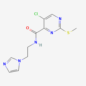 molecular formula C11H12ClN5OS B2779761 5-chloro-N-[2-(1H-imidazol-1-yl)ethyl]-2-(methylsulfanyl)pyrimidine-4-carboxamide CAS No. 1223745-95-6