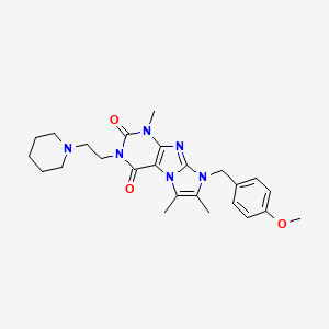 8-[(4-Methoxyphenyl)methyl]-1,6,7-trimethyl-3-(2-piperidylethyl)-1,3,5-trihydr o-4-imidazolino[1,2-h]purine-2,4-dione