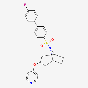 molecular formula C24H23FN2O3S B2779778 (1R,5S)-8-((4'-fluoro-[1,1'-biphenyl]-4-yl)sulfonyl)-3-(pyridin-4-yloxy)-8-azabicyclo[3.2.1]octane CAS No. 2108436-55-9