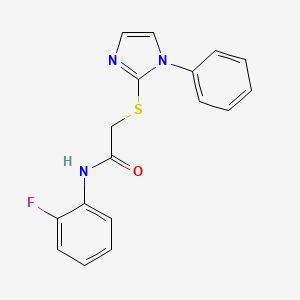 N-(2-fluorophenyl)-2-((1-phenyl-1H-imidazol-2-yl)thio)acetamide