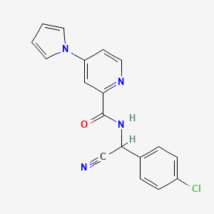 molecular formula C18H13ClN4O B2779797 N-[(4-Chlorophenyl)-cyanomethyl]-4-pyrrol-1-ylpyridine-2-carboxamide CAS No. 2249347-17-7
