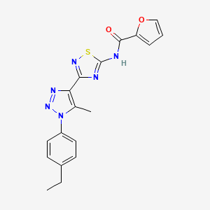 molecular formula C18H16N6O2S B2779802 N-(3-(1-(4-ethylphenyl)-5-methyl-1H-1,2,3-triazol-4-yl)-1,2,4-thiadiazol-5-yl)furan-2-carboxamide CAS No. 931938-54-4