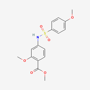 molecular formula C16H17NO6S B2779803 Methyl 2-methoxy-4-{[(4-methoxyphenyl)sulfonyl]amino}benzenecarboxylate CAS No. 383148-37-6