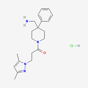molecular formula C20H29ClN4O B2779810 1-[4-(Aminomethyl)-4-phenylpiperidin-1-yl]-3-(3,5-dimethylpyrazol-1-yl)propan-1-one;hydrochloride CAS No. 2418662-37-8