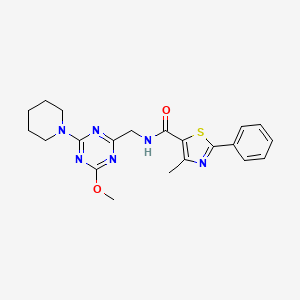 N-((4-methoxy-6-(piperidin-1-yl)-1,3,5-triazin-2-yl)methyl)-4-methyl-2-phenylthiazole-5-carboxamide