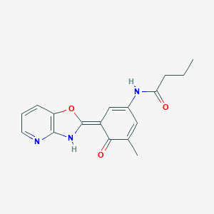 molecular formula C17H17N3O3 B277982 N-[(3E)-5-methyl-3-(3H-[1,3]oxazolo[4,5-b]pyridin-2-ylidene)-4-oxocyclohexa-1,5-dien-1-yl]butanamide 