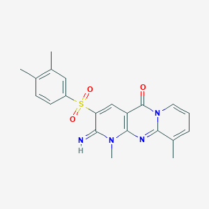 molecular formula C21H20N4O3S B2779821 3-((3,4-dimethylphenyl)sulfonyl)-2-imino-1,10-dimethyl-1H-dipyrido[1,2-a:2',3'-d]pyrimidin-5(2H)-one CAS No. 850762-31-1