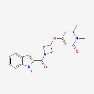 molecular formula C19H19N3O3 B2779827 4-((1-(1H-吲哚-2-甲酰)氮杂环丁烷-3-基)氧基)-1,6-二甲基吡啶-2(1H)-酮 CAS No. 2034289-44-4