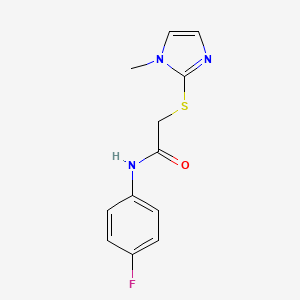 molecular formula C12H12FN3OS B2779831 N-(4-氟苯基)-2-[(1-甲基-1H-咪唑-2-基)硫代]乙酰胺 CAS No. 270086-74-3