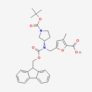 5-[[9H-Fluoren-9-ylmethoxycarbonyl-[(3S)-1-[(2-methylpropan-2-yl)oxycarbonyl]pyrrolidin-3-yl]amino]methyl]-3-methylfuran-2-carboxylic acid