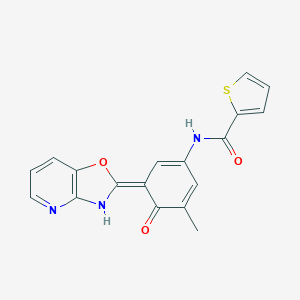 molecular formula C18H13N3O3S B277984 N-[(3E)-5-methyl-3-(3H-[1,3]oxazolo[4,5-b]pyridin-2-ylidene)-4-oxocyclohexa-1,5-dien-1-yl]thiophene-2-carboxamide 