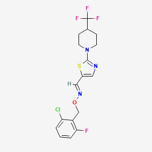 molecular formula C17H16ClF4N3OS B2779849 (E)-[(2-chloro-6-fluorophenyl)methoxy]({2-[4-(trifluoromethyl)piperidin-1-yl]-1,3-thiazol-5-yl}methylidene)amine CAS No. 2063780-72-1