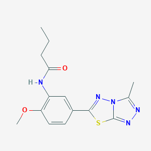 molecular formula C15H17N5O2S B277985 N-[2-methoxy-5-(3-methyl[1,2,4]triazolo[3,4-b][1,3,4]thiadiazol-6-yl)phenyl]butanamide 