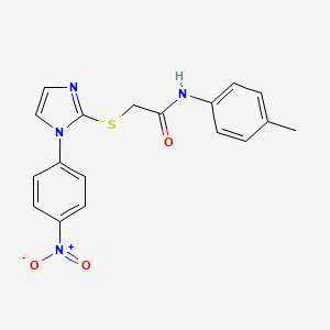 molecular formula C18H16N4O3S B2779851 N-(4-methylphenyl)-2-[1-(4-nitrophenyl)imidazol-2-yl]sulfanylacetamide CAS No. 851079-44-2