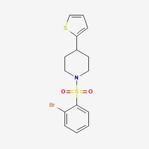 molecular formula C15H16BrNO2S2 B2779866 1-((2-溴苯基)磺酰基)-4-(噻吩-2-基)哌啶 CAS No. 1448076-03-6