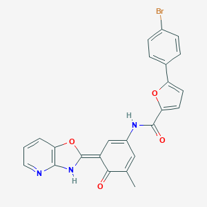 molecular formula C24H16BrN3O4 B277988 5-(4-bromophenyl)-N-[(3E)-5-methyl-3-(3H-[1,3]oxazolo[4,5-b]pyridin-2-ylidene)-4-oxocyclohexa-1,5-dien-1-yl]furan-2-carboxamide 