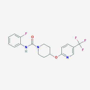 molecular formula C18H17F4N3O2 B2779881 N-(2-fluorophenyl)-4-((5-(trifluoromethyl)pyridin-2-yl)oxy)piperidine-1-carboxamide CAS No. 1426314-88-6