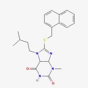 molecular formula C22H24N4O2S B2779882 3-methyl-7-(3-methylbutyl)-8-{[(naphthalen-1-yl)methyl]sulfanyl}-2,3,6,7-tetrahydro-1H-purine-2,6-dione CAS No. 883818-77-7