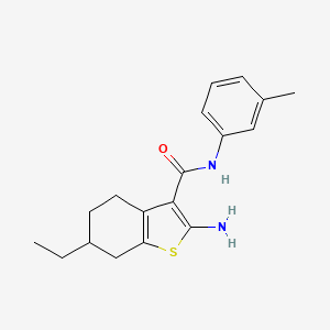 molecular formula C18H22N2OS B2779894 2-amino-6-ethyl-N-(3-methylphenyl)-4,5,6,7-tetrahydro-1-benzothiophene-3-carboxamide CAS No. 667412-98-8