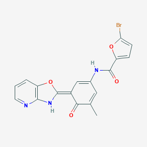 molecular formula C18H12BrN3O4 B277990 5-bromo-N-[(3E)-5-methyl-3-(3H-[1,3]oxazolo[4,5-b]pyridin-2-ylidene)-4-oxocyclohexa-1,5-dien-1-yl]furan-2-carboxamide 