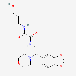 molecular formula C18H25N3O6 B2779913 N1-(2-(benzo[d][1,3]dioxol-5-yl)-2-morpholinoethyl)-N2-(3-hydroxypropyl)oxalamide CAS No. 896351-38-5