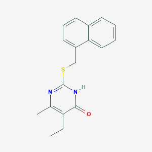 molecular formula C18H18N2OS B2779914 5-ethyl-6-methyl-2-((naphthalen-1-ylmethyl)thio)pyrimidin-4(3H)-one CAS No. 899991-19-6