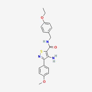 molecular formula C20H21N3O3S B2779919 4-氨基-N-(4-乙氧基苄基)-3-(4-甲氧基苯基)异噻唑-5-甲酰胺 CAS No. 1286699-83-9