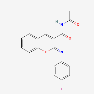 molecular formula C18H13FN2O3 B2779923 (2Z)-N-乙酰-2-[(4-氟苯基)亚胺]-2H-香豆素-3-甲酰胺 CAS No. 312607-24-2