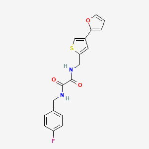 molecular formula C18H15FN2O3S B2779925 N-[(4-Fluorophenyl)methyl]-N'-[[4-(furan-2-yl)thiophen-2-yl]methyl]oxamide CAS No. 2380058-35-3