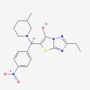 molecular formula C19H23N5O3S B2779940 2-乙基-5-((3-甲基哌嗪-1-基)(4-硝基苯基)甲基)噻唑并[3,2-b][1,2,4]三唑-6-醇 CAS No. 898361-62-1