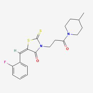 (5E)-5-[(2-fluorophenyl)methylidene]-3-[3-(4-methylpiperidin-1-yl)-3-oxopropyl]-2-sulfanylidene-1,3-thiazolidin-4-one