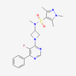 molecular formula C20H23FN6O2S B2779945 N-[1-(5-Fluoro-6-phenylpyrimidin-4-yl)azetidin-3-yl]-N,1,3,5-tetramethylpyrazole-4-sulfonamide CAS No. 2380180-04-9