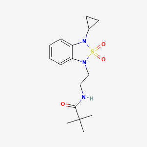 molecular formula C16H23N3O3S B2779947 N-[2-(3-环丙基-2,2-二氧-1,3-二氢-2lambda6,1,3-苯并噻二唑-1-基)乙基]-2,2-二甲基丙酰胺 CAS No. 2097888-51-0