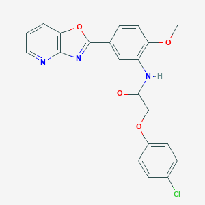 molecular formula C21H16ClN3O4 B277995 2-(4-chlorophenoxy)-N-(2-methoxy-5-[1,3]oxazolo[4,5-b]pyridin-2-ylphenyl)acetamide 