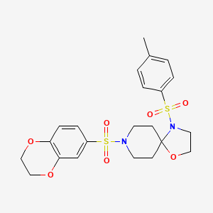 molecular formula C22H26N2O7S2 B2779952 8-((2,3-Dihydrobenzo[b][1,4]dioxin-6-yl)sulfonyl)-4-tosyl-1-oxa-4,8-diazaspiro[4.5]decane CAS No. 898408-20-3