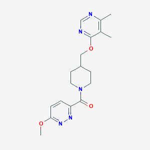 molecular formula C18H23N5O3 B2779960 (4-(((5,6-二甲基嘧啶-4-基)氧基)甲基哌嗪-1-基)(6-甲氧基吡啶并[3,2-d]嘧啶-3-基)甲酮 CAS No. 2320418-81-1