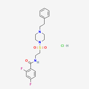 molecular formula C21H26ClF2N3O3S B2779966 2,4-difluoro-N-(2-((4-phenethylpiperazin-1-yl)sulfonyl)ethyl)benzamide hydrochloride CAS No. 1329875-01-5